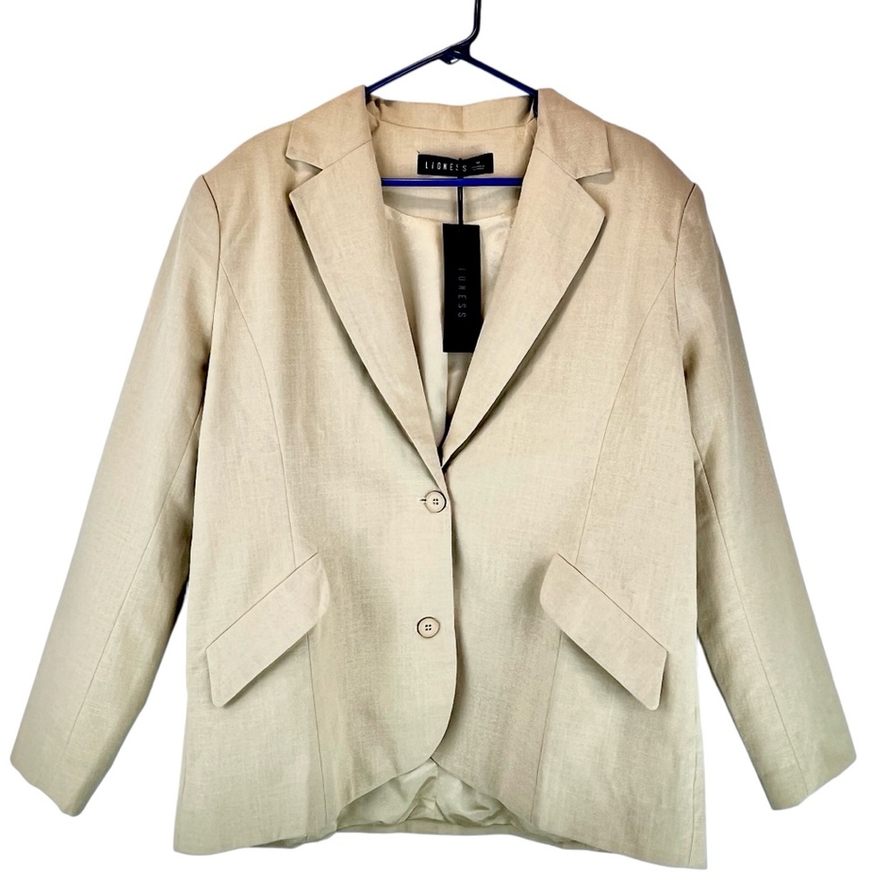 NEW Lioness Revolve Single Breasted Blazer Cream Oversized 100% Cotton M/L NWT